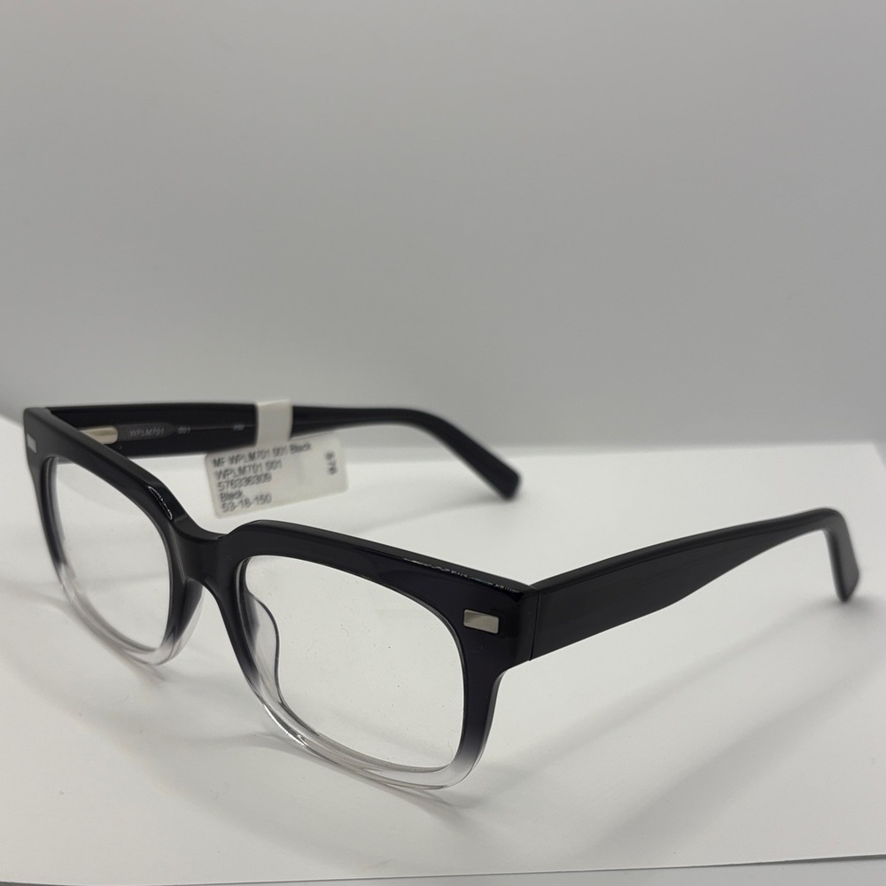 Walmart Men's Square Eyeglasses, WPLM701, Black CLEAR ombré 53-18-150 NWT